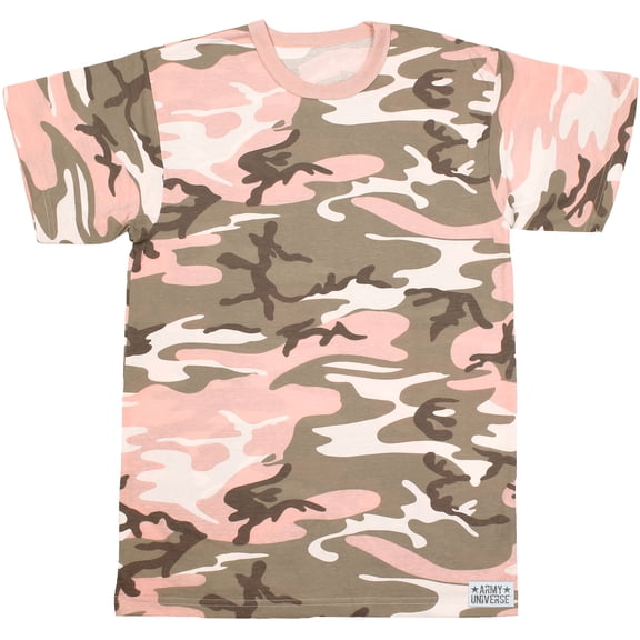 Subdued Pink Camouflage Short Sleeve T-Shirt with ARMY UNIVERSE Pin - Size X-Large (45"-49")