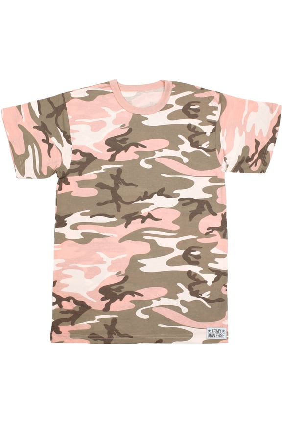 Subdued Pink Camouflage Short Sleeve T-Shirt with ARMY UNIVERSE Pin - Size X-Large (45"-49")