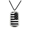thumbnail image 1 of Subdued Reverse American USA Flag Black White Military Tactical Military Dog Tag Pendant Necklace with Cord, 1 of 4