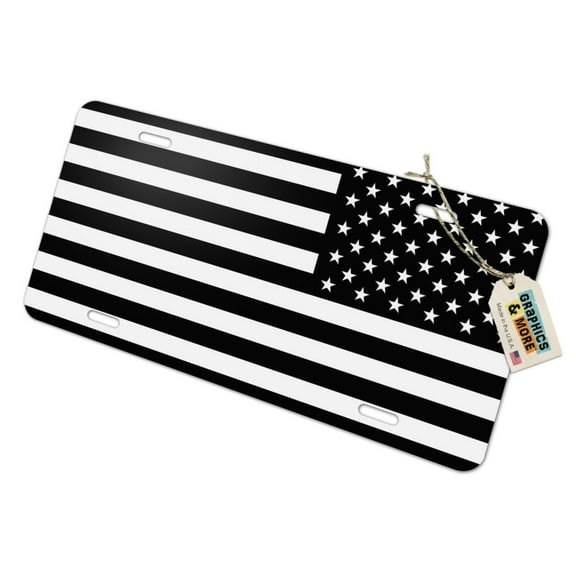 Subdued Reverse American USA Flag Black White Military Tactical Novelty Metal Vanity Tag License Plate