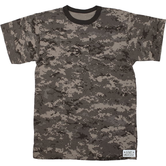 Subdued Urban Digital Camouflage Short Sleeve T-Shirt with ARMY UNIVERSE Pin - Size Medium (37"-41")