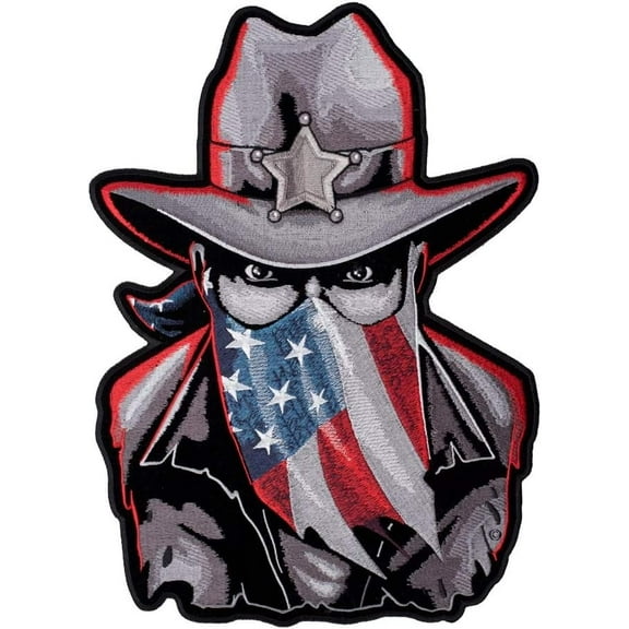 Subdued Western Sheriff American Flag Patch, X-Large Size