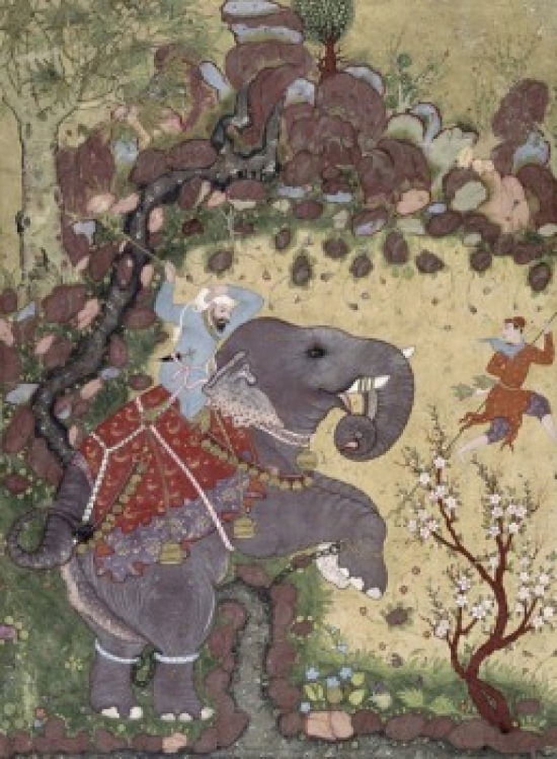 Subduing an Enraged Elephant Artist Unknown (Indian) Canvas Art - (18 x 24)