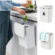 Subekyu 2.4 Gallon Kitchen Hanging Garbage Can, White