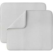 Subekyu Dish Drying Mat for Kitchen 2 Pack, Absorbent Microfiber Dishes Drainer Mats 19.2 x 15.8 Inch, Gray