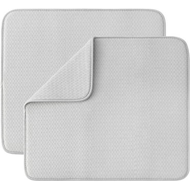 Subekyu Dish Drying Mat for Kitchen 2 Pack, Absorbent Microfiber Dishes Drainer Mats 19.2 x 15.8 Inch, Gray