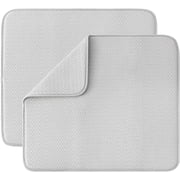 Subekyu Dish Drying Mat for Kitchen 2 Pack, Absorbent Microfiber Dishes Drainer Mats 19.2 x 15.8 Inch, Gray