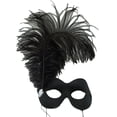 thumbnail image 1 of Subito Black Feather Plume and Crystal Masquerade Prom Ball Mask, 1 of 1