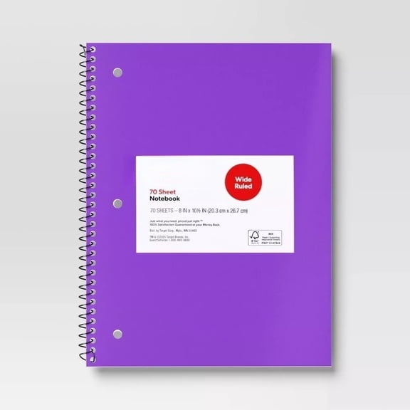 Subject Spiral Notebook Wide Ruled Green