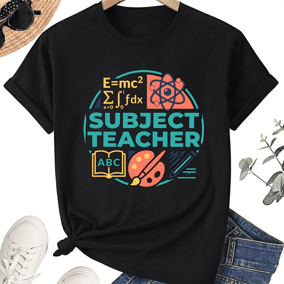 Subject Teacher Science Graphic T-Shirt, 100% Cotton Unisex Crew Neck Short Sleeve