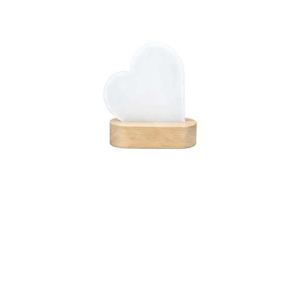 Sublimation Acrylic Blank with Wooden Light Stand, Custom Photo Lamp with 3-Color Adjustable Dimmable Light, Home Decor Personalized Gift heart-shaped