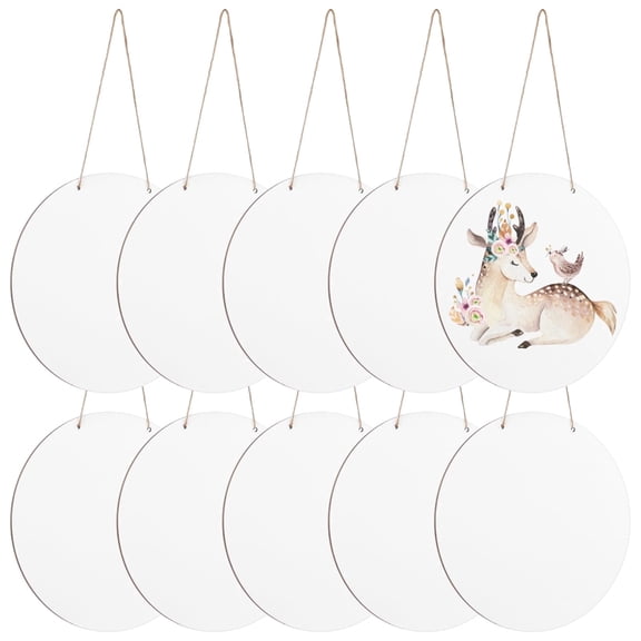 10 Pack Hanging Blank Wood Circles for Crafts - 12 Inch Unfinished Round Wooden Hanging Sign | Personalized Door Hangers with Rope for DIY, Painting, Holiday Ornaments