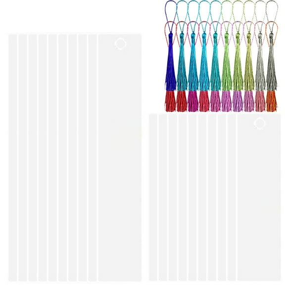 Sublimation Blank Bookmark - Metal Double-Sided Heat Transfer Printing - with Colorful Tassels - for DIY Personalized Gifts - 30 Pieces