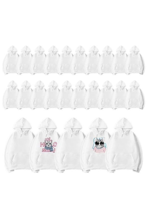 Sublimation Blank Hoodies Polyester white plain Sweatshirt for Sublimation Bulk Hoodie Wholesale for Printing 25 pack