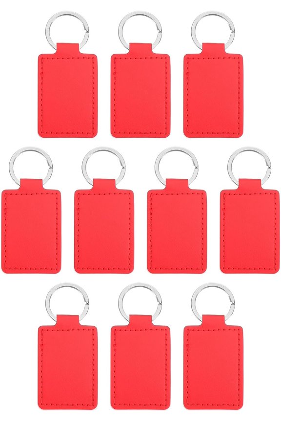 Sublimation Blank Keychains, Rectangle Leather Keychain Blanks Double Side Heat Transfer Key Chains