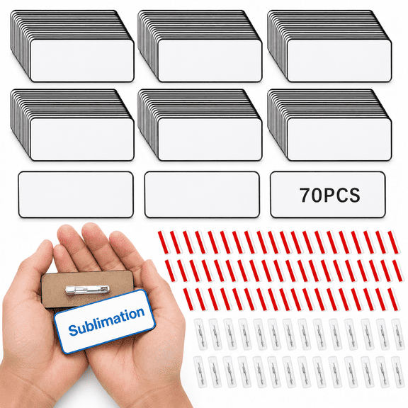 Sublimation Blank Name Badges 70 Count 1 x 3 Inches Office Use