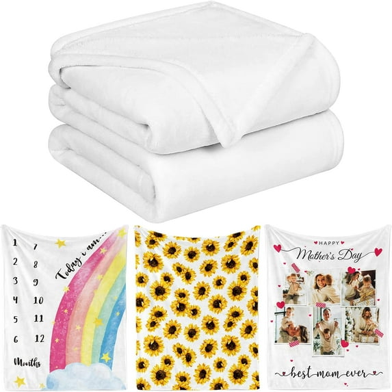 Sublimation Blanket Thick Sublimation Throw Blanket Heat Press Make My Own Blanket White Blank Blanket Custom Blanket Personalized Blanket Customized Blanket Customizable Blanket, 40"x30" Blankets