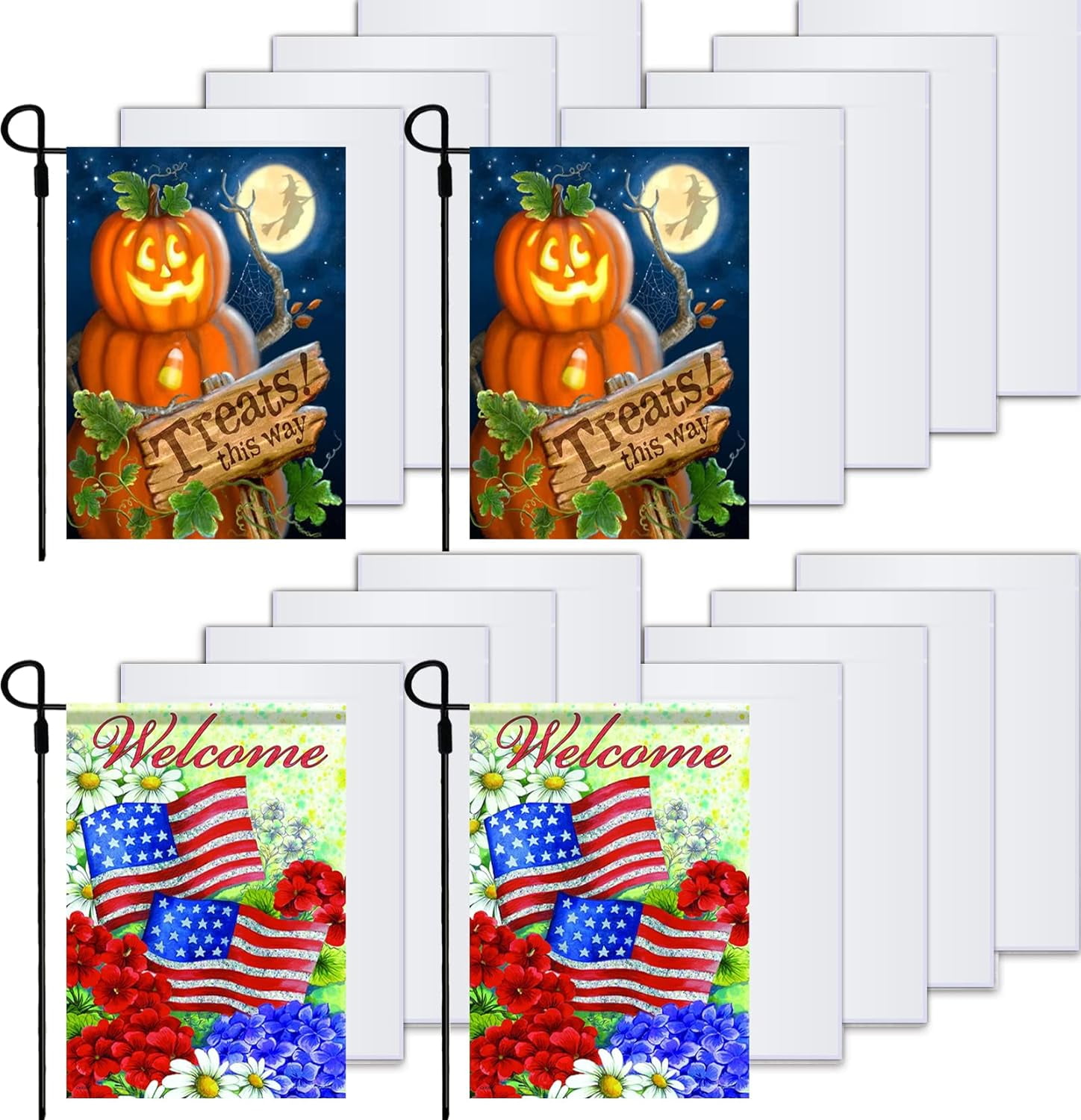 Sublimation Blanks Garden Flags Set of 4,DIY Lawn Garden Flag Polyester