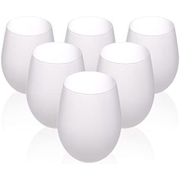 Sublimation Blanks Wine Glasses Stemless Frosted 17 OZ Tumblers Cups Mugs Bulk for Sublimation Oven Printing 6 Pack
