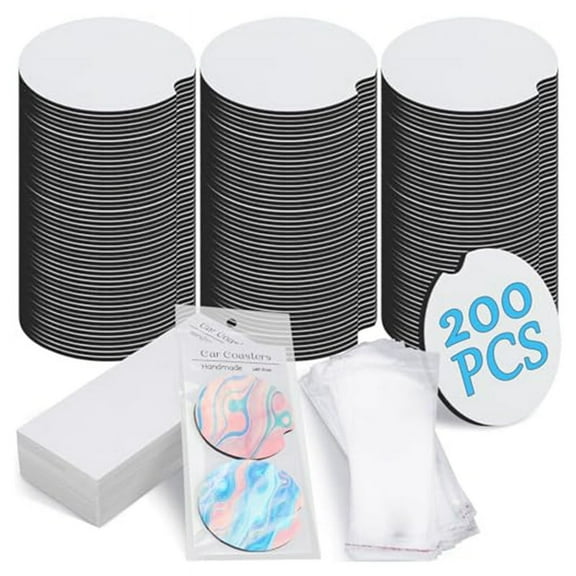 Sublimation Car Coaster Blank Set, White