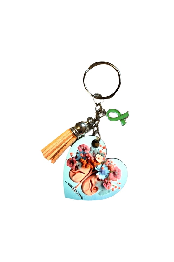 Sublimation Heart, Kidney, Liver, Lung on Heart Shaped Keychain Gifts for Organ Transplant Recipients, Organ Cancer Survivors, Organ Donors (Kidney)