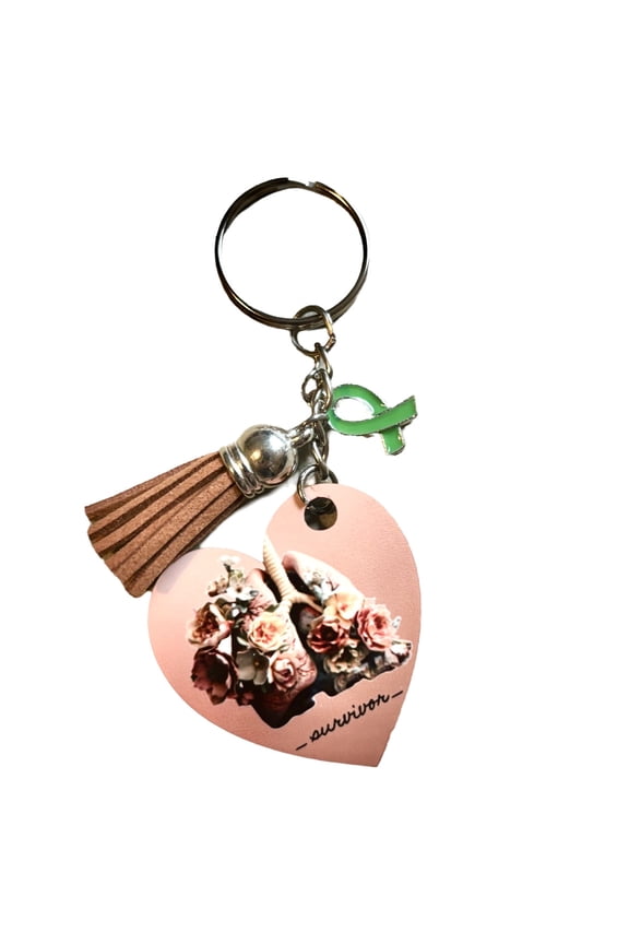 Sublimation Heart, Kidney, Liver, Lung on Heart Shaped Keychain Gifts for Organ Transplant Recipients, Organ Cancer Survivors, Organ Donors (Lung)