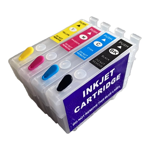 Sublimation Ink Cartridges, Empty Refillable Ink Cartridges Compatible with WF-7720 WF-7710 WF-7620 WF-7610 WF-7210 WF-7110 WF-3620 WF-3640 Printer (Black Yellow Cyan Magenta)
