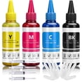 thumbnail image 1 of Sublimation Ink Refill Bottles compatible for Epson C88 C88+ WF7720 ET2720 WF7710 ET2650 ET2750 WF2750 WF3620 Printers (Black Cyan Magenta Yellow, 4-Pack), 1 of 4