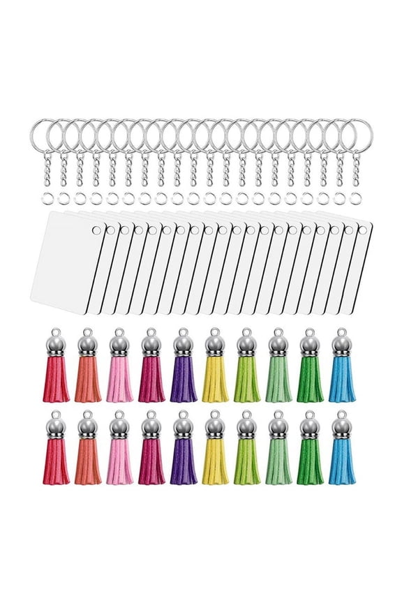 Sublimation Keychain Blank Rectangle 80 Pcs Sublimation Blank Products Batch Heat Press Transfer Double-sided Keychain