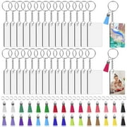 Sublimation Keychain Blanks Bulk 120Pcs Sublimation Keychain Blanks Set with Rectangle Sublimation Blanks, Keychain Tassels, Keychain Rings and Jump Rings for DIY Keychain Crafting