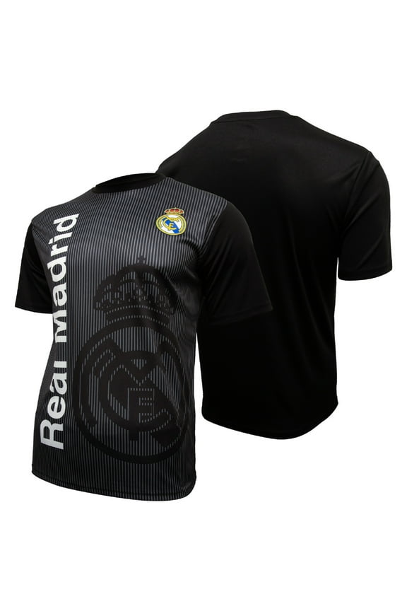 Sublimation Logo Real Madrid Official Licensed Poly Soccer Jersey - Black, Medium