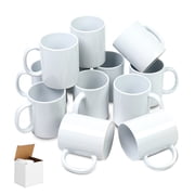 Sublimation Mugs 11 oz, Sublimation Blanks, Bulk Coffee Mugs, White Cups for Coffee,Latte, Soup, Milk, Hot Cocoa Set of 12