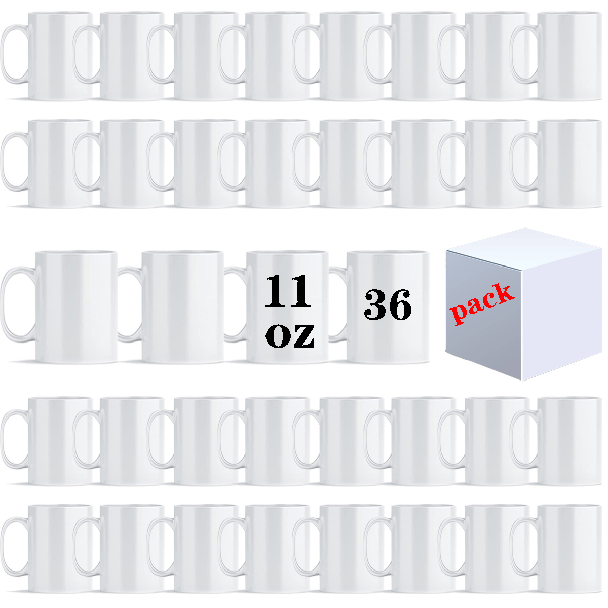 Sublimation Mugs 11oz Blank 36Pack White Coffee Cup