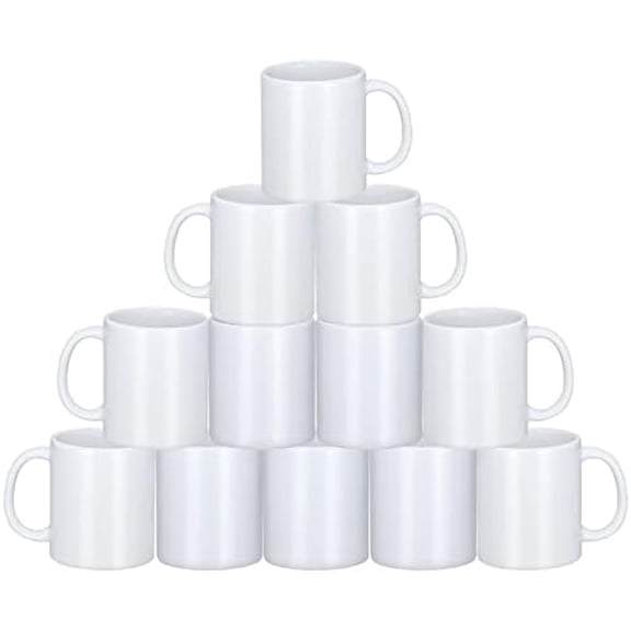 Sublimation Mugs, 12Pcs Coffee Mugs Blank White Ceramic Coffee Mug Set Sublimation Cups 11 oz Christmas Coffee Mug for Hot Chocolate Latte Tea Milk DIY Products$$Home Decor, Kitchen, & Other