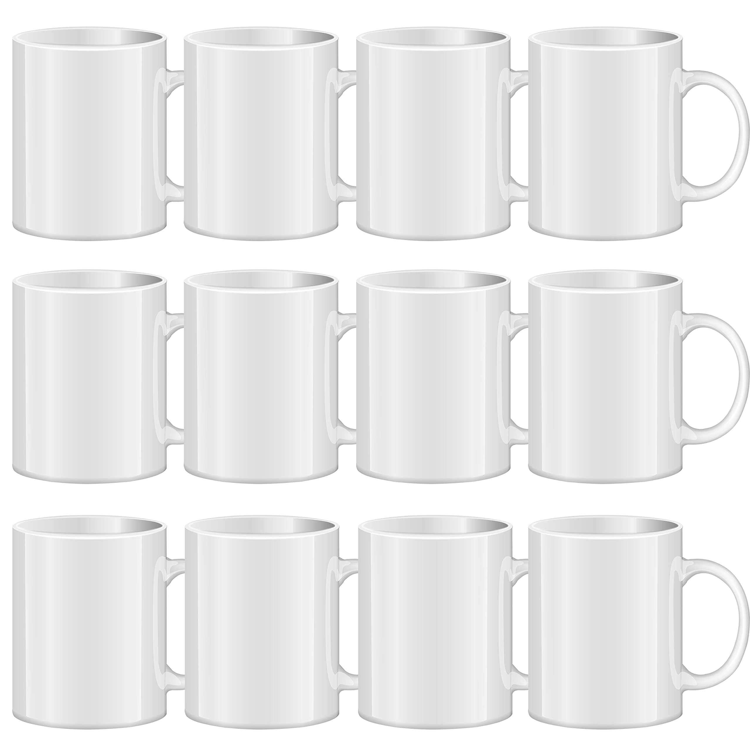 Sublimation Mugs Sublimation Mugs Blank Tazas Para Sublimacion White Ceramic Sublimation Cups Bulk Mugs for Coffee Soup Tea Milk Latte Hot Cocoa 11 oz Set of 12
