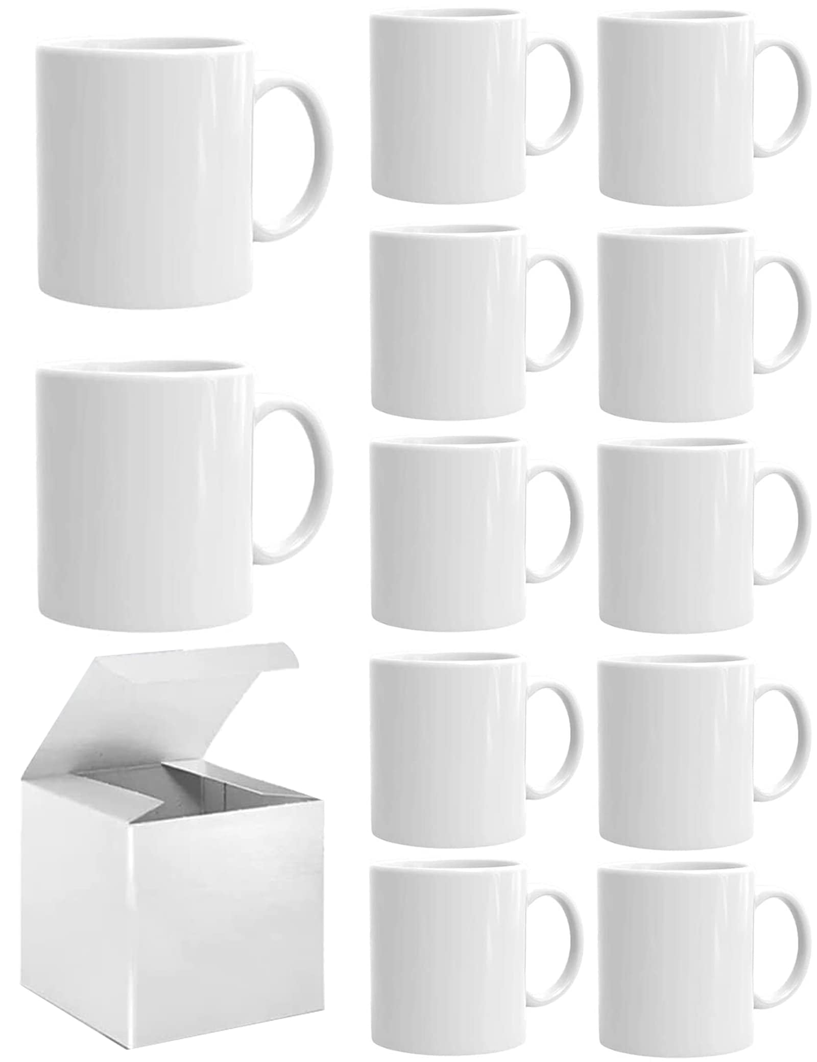Sublimation Mugs, Sublimation White Coffee Mugs Tazas Para Sublimacion Blank 11 OZ With Box for for Coffee, Soup, Tea, Milk, Latte, Hot Cocoa Set of 12