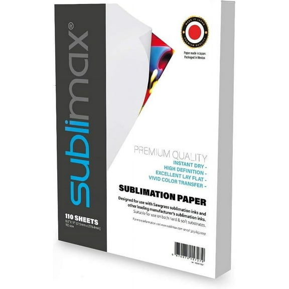Sublimation Paper 8.5x14 (110 Sheets) DRY - NO SMUDGE - Compatible for use with Sawgrass SG500 & SG400 printer - Ideal for MUGS, and CHROMALUXE
