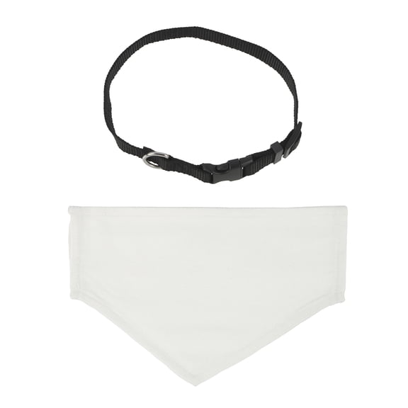 Sublimation Pet Bandanas with Collars by Make Market – White Polyester DIY Dog Scarves with Adjustable Black Collar - 12 Pack