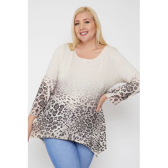 Sublimation Print Ombre Cheetah Tunic Top - 2XL
