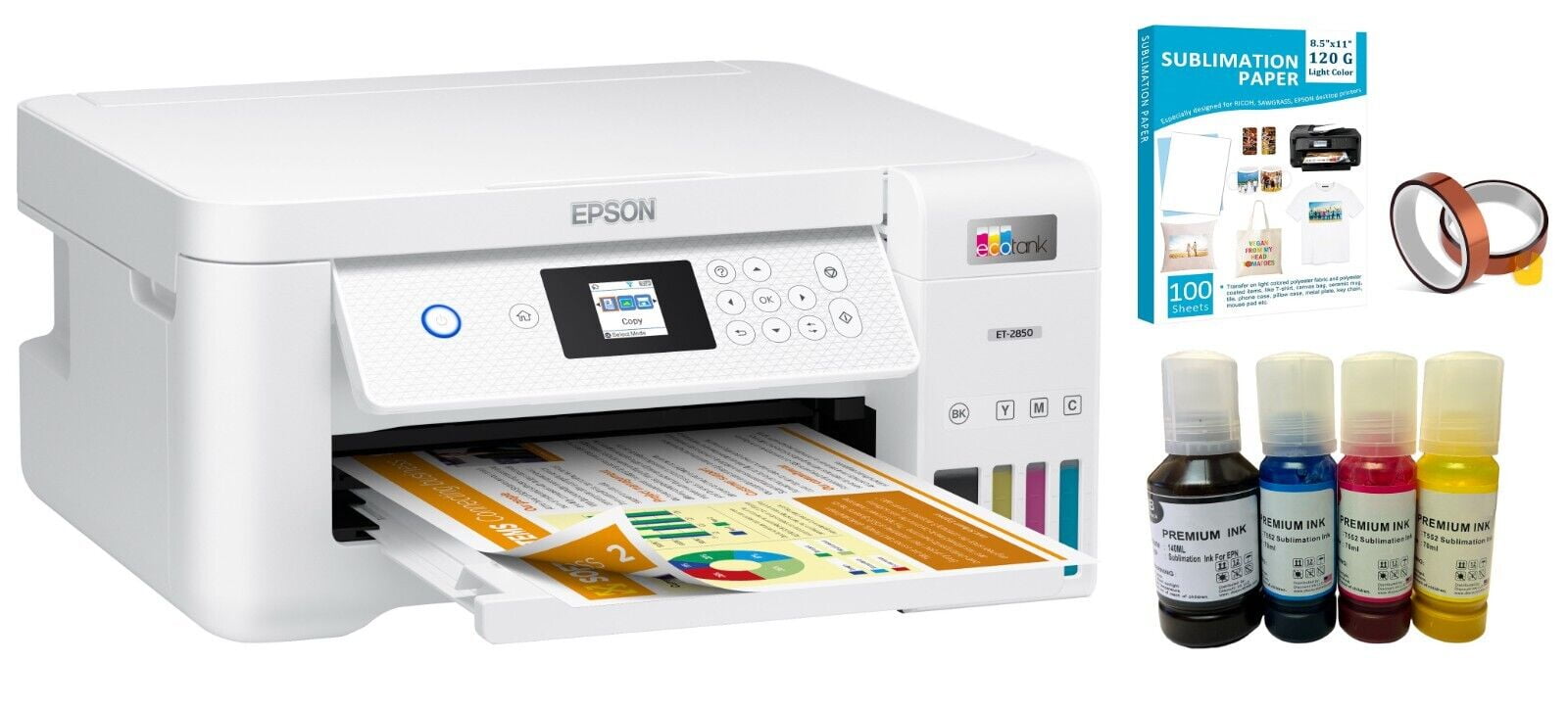 Dye Sublimation Multi-Function Printer Bundle - Epson Ecotank ET-2810 & Dye  Sublimation Printing Accessory Kit, by HobbyPrint®.