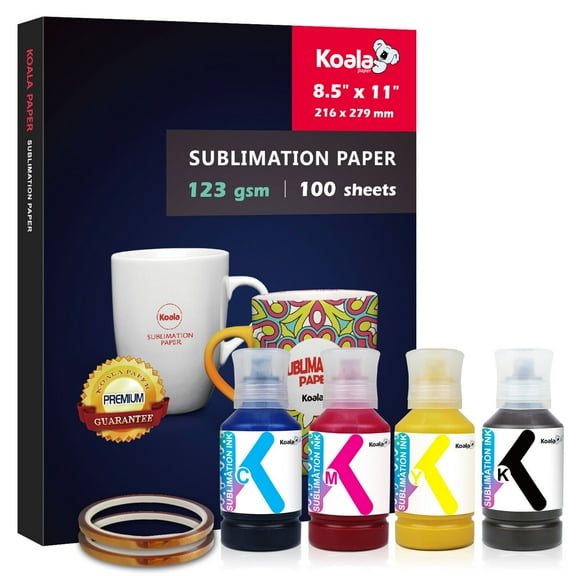 Sublimation Starter Kit Koala Sublimation Paper 8.5x11 123g + 600ML Koala Sublimation Ink for Epson Surecolor F170 F530 Ecotank ET-2803 2800 2720 2760 Printers etc