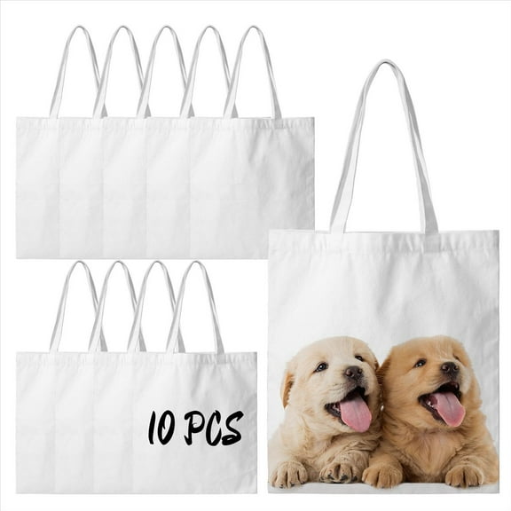 Sublimation Tote Bags Blanks 15 x 13 Inch Polyester Canvas Tote for DIY Crafting Heat Transfer Bag for Gift
