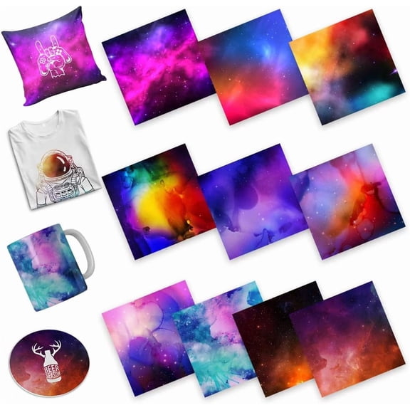 Sublimation Transfer Sheets,10 Pack 12"X12" Starry Sky Heat Press Transfer Paper, Sublimation Paper for DIY T-Shirt,Personalized Coffee Mugs, BabySuits