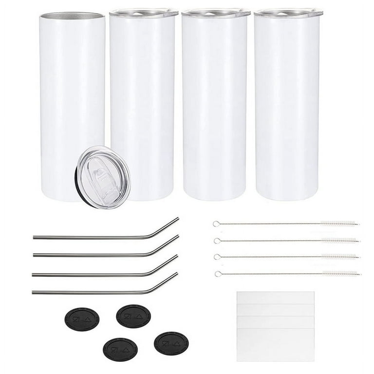 Sublimation Tumblers 20 Oz Skinny, Stainless Steel Double Wall Insulated  Straight Sublimation Blanks - 4 Pack