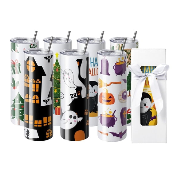 Sublimation Tumblers 30oz, 8 Pack Stainless Steel Blank Cups for Heat Transfer - with Lids, Straws & Gift Boxes - DIY Customized Gifts