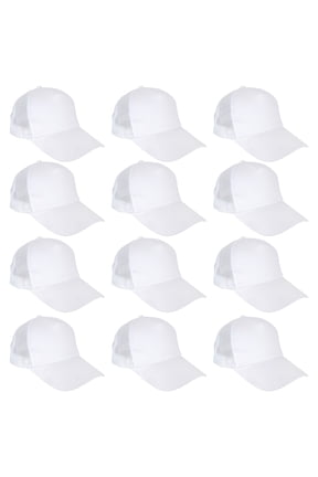 Sublimation White Trucker Hat by Make Market Adult Size - Customizable Polyester Front - Ideal for Team & Logo Printing - 12 Pack