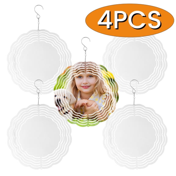 Sublimation Wind Spinner Blanks 3D Aluminum Metal Sublimation Blanks for Yard and Garden Window Porch Decoration 8" 4-Pack