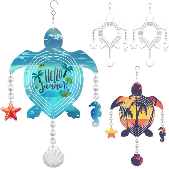 Sublimation Wind Spinner Blanks 3D Aluminum Metal Wind Sculpture Kinetic Spinners for Yard and Garden Indoor Art Ornaments Hanging Decoration (Turtle)