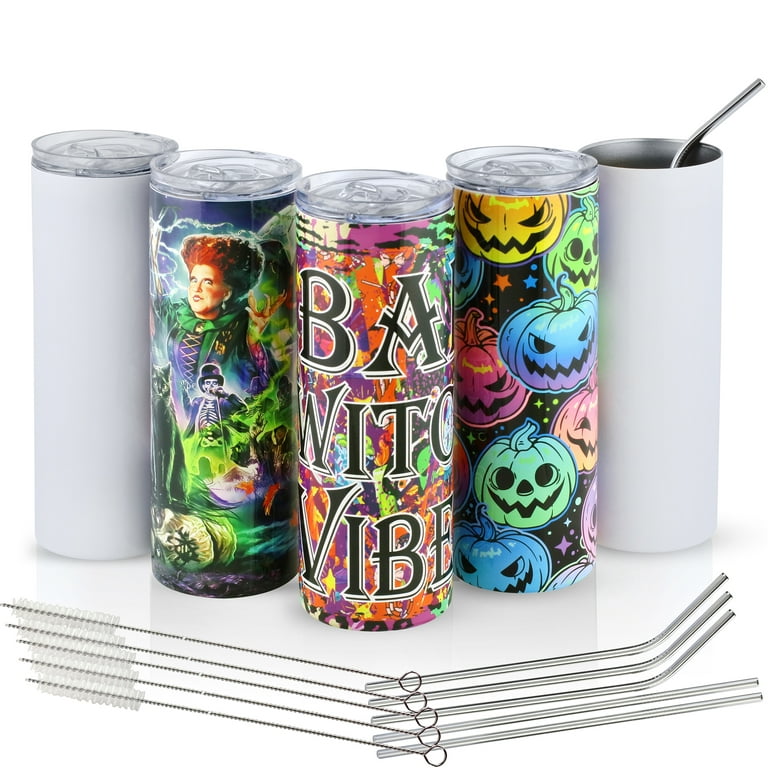 Sublimation life 20 oz sublimation tumbler skinny straight, 5 Pack skinny  tumblers with lids and straws, Double Wall 304 Stainless Steel sublimation