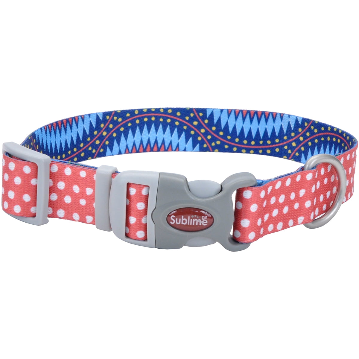 "Sublime 1"" Adjustable Dog CollarDots W/Blue Diamonds, Neck Size 12